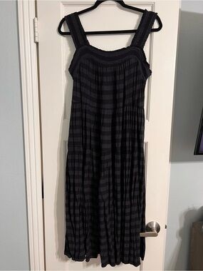 Old Navy Black Striped Maxi Dress with Wide Straps